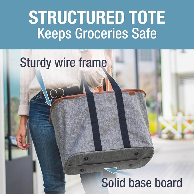 CleverMade Collapsible LUXE Tote, 30L Foldable Grocery Shopping Bag, Reusable - Image 2