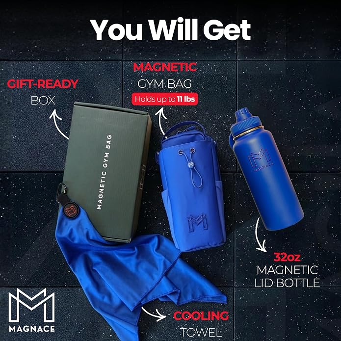 MAGNACE Magnetic Gym Bag Bundle, 3-in-1 Set with Water Bottle Holder, Magnetic Pouch, Towel & Sling Bag – For Men & Women - Image 2