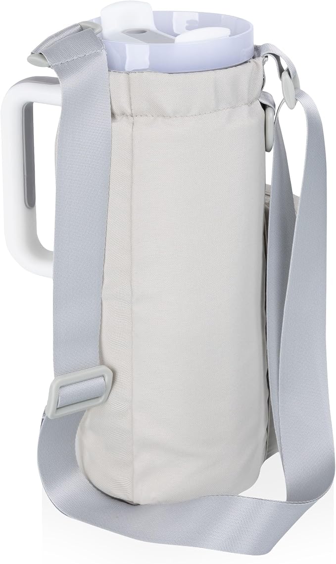 PICNIC TIME Eclipse Tumbler Tote with 40oz Stainless Travel Mug, Eco-Friendly Water Bottle Sling Bag, Crossbody Cup Holder with Phone Pocket & Strap, Recycled Fabric Drink Carrier & Tote (Gray) - Image 3