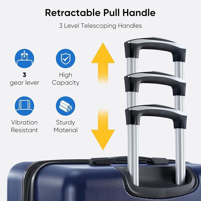 OLIXIS 20 Inch Carry-On Luggage, Hardside Suitcase with Spinner Wheels, Lightweight ABS Hard Shell Travel Luggage, TSA Approved Lock, Expandable Small Suitcase for Business & Travel–Blue - Image 8