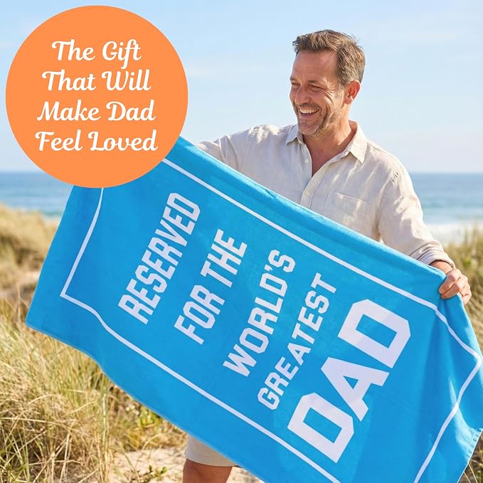 Ethisa Dad Beach Towel - Best Ever from Daughter Son - Large Microfiber Sand Free Pool Accessories for Men - Unique Birthday Present - Travel Vacation Essentials - 60x30 Turquoise - Image 4