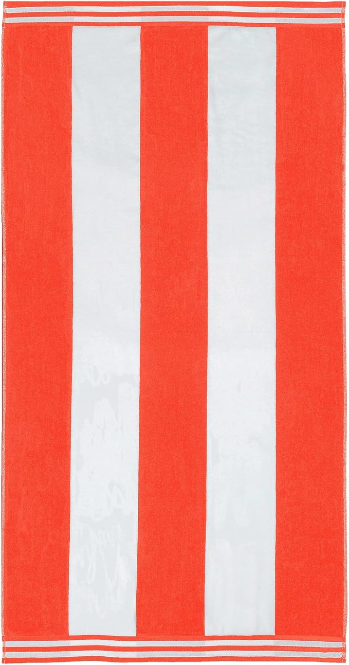 Superior Cotton Nautical Stripe Beach Towels, Colorful Towels for Adult, Kid, Pool, Swimming, Sand, Travel, Large Oversized, Absorbent, Fast Drying, Bath Basics, Cabana Collection, 1 Piece, Coral - Image 2
