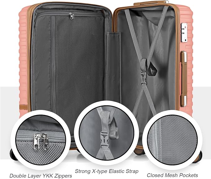 Joyway 28 Inch Large Luggage Hardside Suitcase with Spinner Wheel, Lightweight 3 Piece Suitcase Set with TSA Lock(Pink) - Image 8
