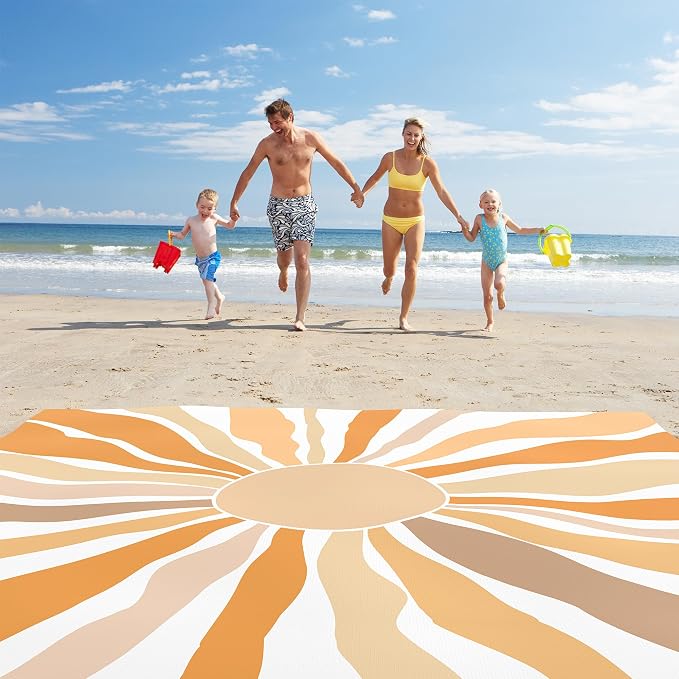 Beach Blanket Waterproof Sandproof, Extra-Large Picnic Blankets with Stakes & Travel Bag, Lightweight, Quick-Dry, Compact Beach Mat for Outdoors, Camping, Beach, Trips – Summer Vacation Essentials - Image 2