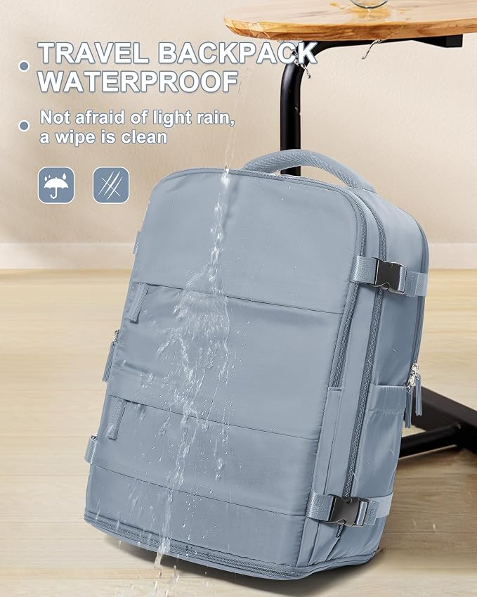 coowoz Large Travel Backpack Carry On for Women Man Waterproof Gym Backpack with Laptop Compartment Mochila de Viaje Teacher Personal Item Backpacks Rucksack Airplane Accessories Must Haves Gray Blue - Image 6