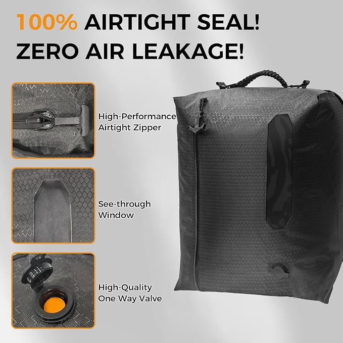 ZPO Travel Vacuum Bags with Pump, IP68 Waterproof Reusable Vacuum Compression Travel Bag with Transparent Window, Reusable Airless Vacuum Kit for Clothes, Backpacks & Suitcases (2 PC+PUMP) - Image 7