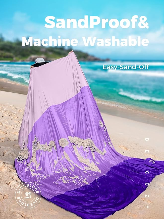 OCOOPA Extra Large Beach Blanket, Sand Free, Large Oversized Camping Mat, Comfortable Parachute Nylon, Cozy& Chic, Compact& Light, 4 Stakes&1 Travel Bag, S09 - Image 3