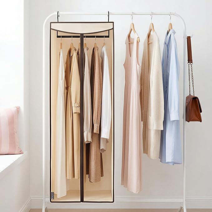 STORAGE MANIAC 57" Hanging Garment Bag Zipper Cover with Sealed Clear Window, Long Garment Cover for Closet Storage Wardrobe Clothes Protector, Large Garment Storage Bag for Dresses, Beige，2-Pack - Image 7