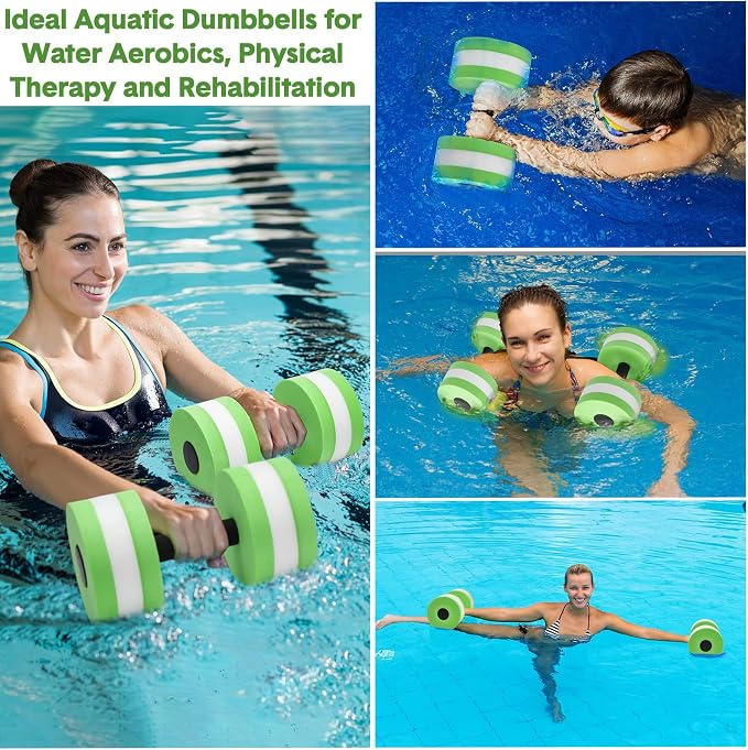 7 Pcs Pool Exercise Set Including 2 Lightweight Aquatic Dumbbells, 2 Swimming Hand Paddles, Pull Buoy, Pool Mesh Bag Swim Belt Sport Equipment for Water Aerobics Exercise - Image 5