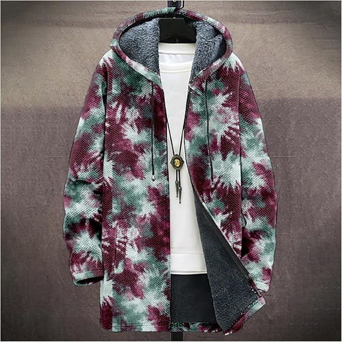 Full Zip Hoodies for Men Long Fleece Lined Knitted Hoodies with Pockets Fashion Coat Warm Cardigan for 2024