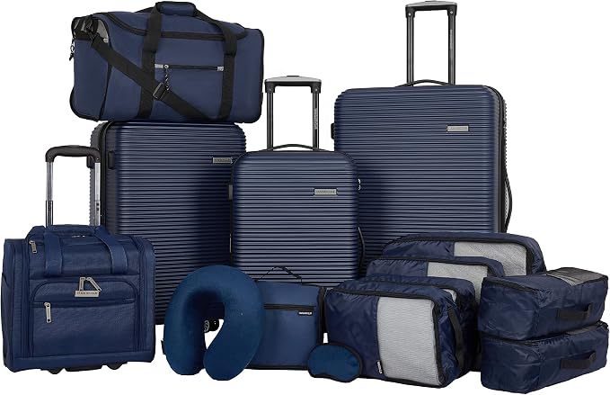 Travelers Club 14 Piece Riddock Luggage and Travel Accessories Set, Navy Blue by TravelersClub