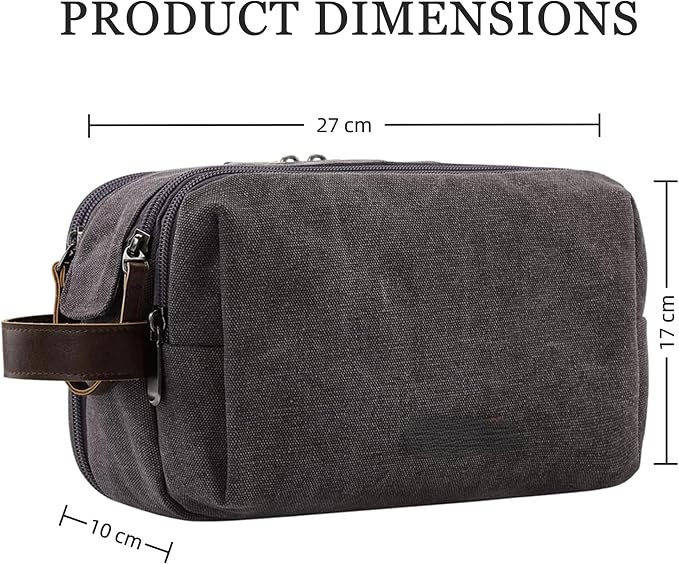 2Pack Men's Toiletry Bags Pu,Travel Toiletry Organizer, Waterproof Shaving Kit Pouch For storing daily essentials like toiletries and cosmetics,Black (Canvas Grey) - Image 3