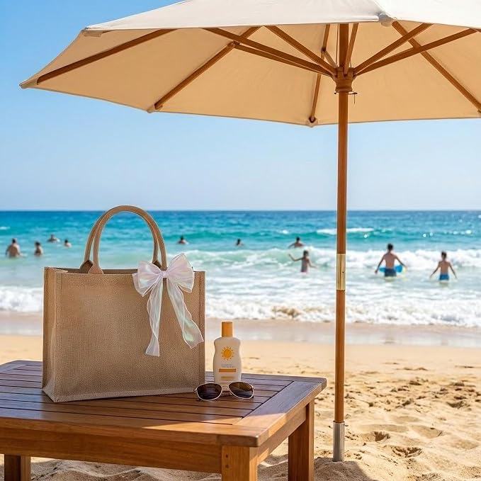 Large Burlap Tote Bags Set with Handles,Jute Tote Waterproof Reusable Bridesmaid - Image 8