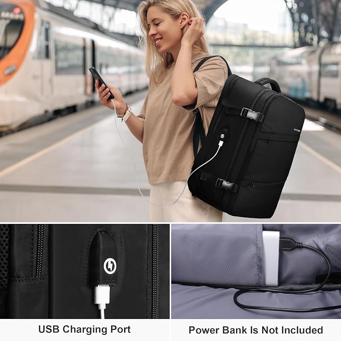 HOMIEE 50L Travel Backpack Large Suitcase Water Resistant Luggage Daypack | Carry on Backpack for Men Women Fits 17.3 Inch Laptop - Image 6