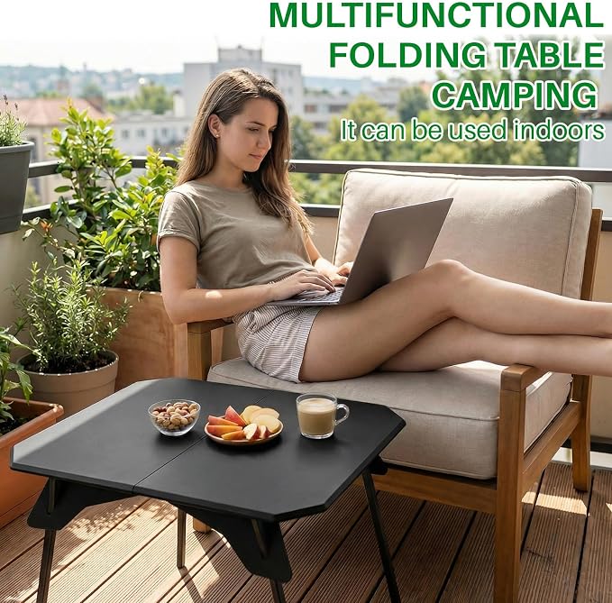 TOPCHANCES Folding Camping Table, Ultralight Aluminum Portable Table with Adjustable Height, 2-in-1 Carry Bag for Outdoor Picnic, Travel, Beach, BBQ & Festival (Black) - Image 6
