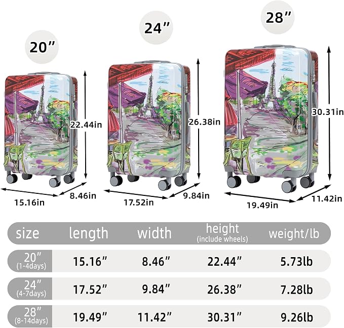 Hardshell Luggage Sets, Lightweight Stripes Suitcases with Spinner Wheels, Tower-PC - Image 8