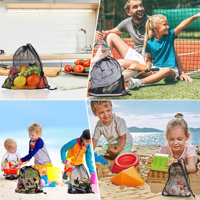 13"X15.5" 24Pcs Mesh Laundry Drawstring Bag Nylon Drawstring Gym Bag with Cord Lock Closure - Image 2