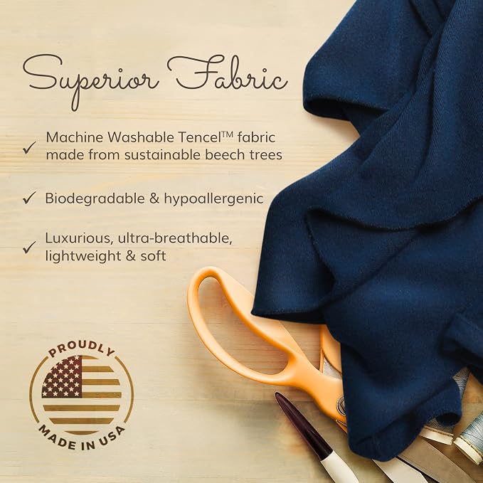 Happyluxe Travel Pillow for Long Flights - Soft, Small, Alternative to Down and Memory Foam. 17 x 13in - Made in the USA, Navy Blue Airplane Pillow for Adults Sleeping, Camping or Nap - Image 3