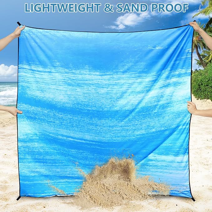 WIWIGO Beach Blanket Waterproof Sandproof Beach Mat 79" X 83"/10'x9'for 2-8 Adults Quick Drying Outdoor Picnic Mat Beach Accessories for Travel, Camping, Hiking - Image 3