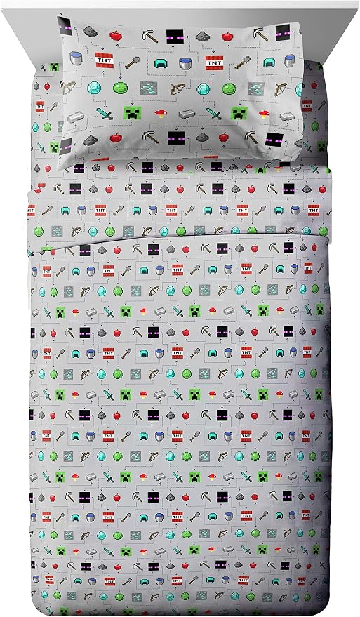 Minecraft Creeper Full Size Comforter Set 5 Piece Kids Bedding, Multi | Zombie, Bed in a Bag, Comforter Sheets Pillowcases, Official Product, Soft Microfiber, Machine Washable, Boys Gift - Image 4