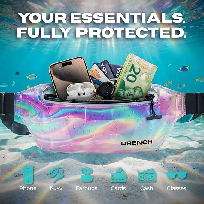 DRENCH Iridescent Waterproof Fanny Pack | Submersible Dry Bag Waist Pouch for Swimming, Snorkeling & Kayaking | Waterproof Phone Case & Underwater Phone Holder for Beach, Pool Parties & Travel - Image 4