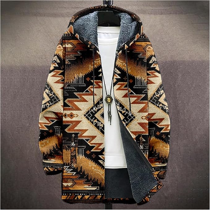 Full Zip Hoodies for Men Long Fleece Lined Knitted Hoodies with Pockets Fashion Coat Warm Cardigan for 2024