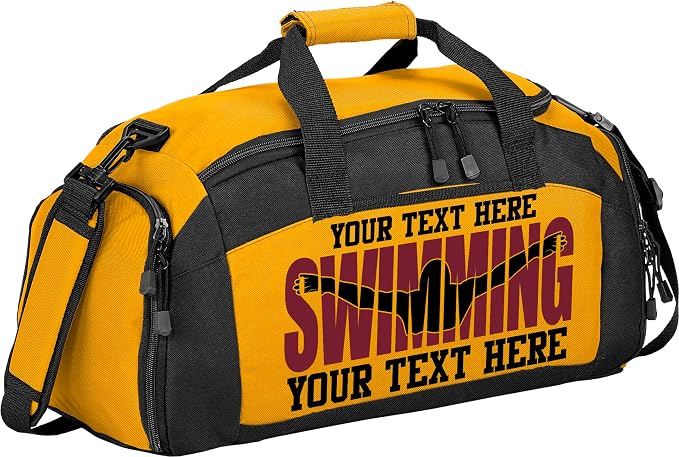 Personalized Swim Team Duffel Bag with Custom Name – Waterproof Swimming Gear Bag for Youth & Adults – Large Pool Bag with Shoe Compartment & Wet Pocket by all+about+me+company