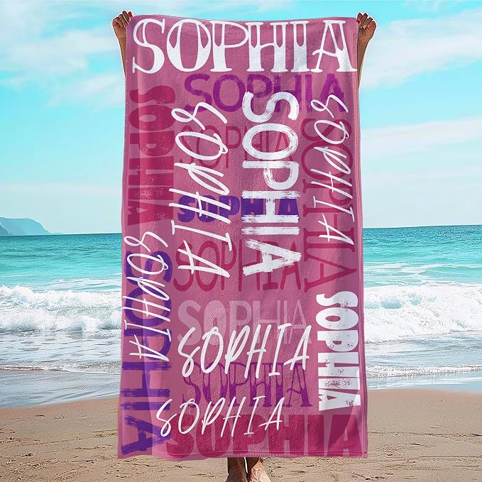 JML Personalized Beach Towel with Name, Custom Beach Towel with Name, Customized Microfiber Pool Towel, Quick Dry & Absorbent Swim Towel for Adult,Anniversary, Birthday, Summer Holiday,Vacation by JML