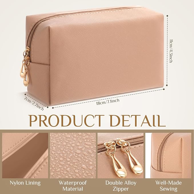 100 Pack Aesthetic Makeup Bags Bulk PU Leather Cosmetic Pouches Waterproof Toiletry Bags Makeup Pouches Bulk for Teen Girls Women Party Gift Travel Storage Back to Teacher Gift (Neutral) - Image 2