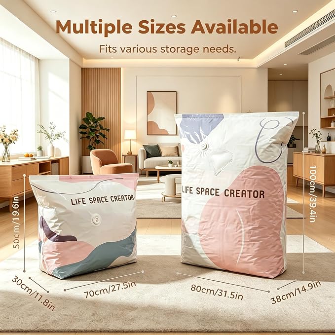 Pump-Free Compression Bags, Jumbo Airtight Storage for Comforters & Bedding (5 PCS, Medium) - Image 2