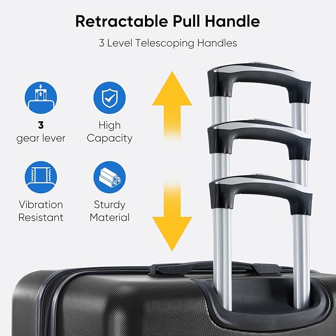 OLIXIS 20 Inch Carry-On Luggage, Hardside Suitcase with Spinner Wheels, Lightweight ABS Hard Shell Travel Luggage, TSA Approved Lock, Expandable Small Suitcase for Business & Travel–Black - Image 7