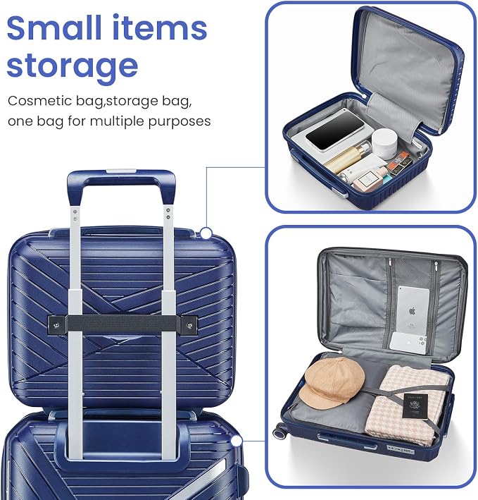 Merax Luggage 4 Piece Set Hardside Expandable Suitcase Set with Case,Travel Luggagewith Spinner Wheels,Airplane Approved Carry On Luggage Sets,Navy Blue1,14/20/24/28 - Image 5