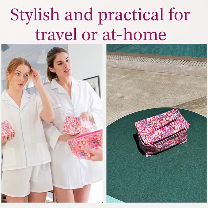 Jacaranda Living Extra Small Cosmetic Bag – Splash-Proof Travel Makeup Pouch with PVC Lining, Compact Bridal & Bridesmaid Toiletry Bag, Easy-Clean Cosmetic Case – Strawberry Vine - Image 3