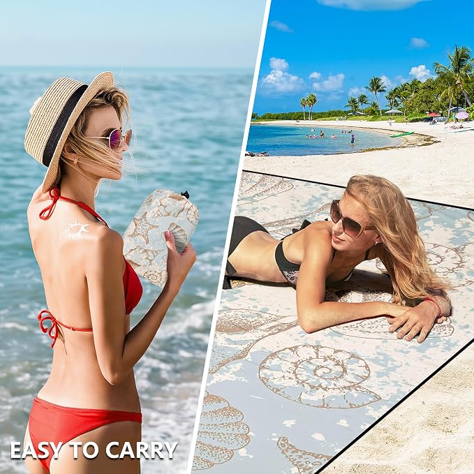HIHOHO Beach Blanket Waterproof Sandproof Extra Large Beach Mat 79" X 83"/120"x108"for 1-8 Adults Quick Drying Durable Outdoor Picnic Mat for Beach Travel Camping Hiking - Image 4