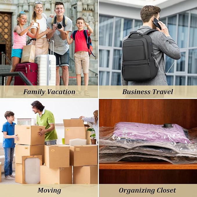 Vacuum Bags for Travel with Cordless Pump, Reusable Vacuum Seal Bags for Clothing Travel, 4500Pa Suction, Compression Packing Bags for Home Carry-on Luggage Suitcase, Travel Essentials, 18 Pack - Image 8