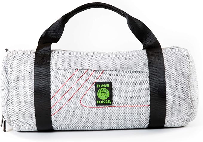 Dime Bags Padded Duffle Tube, Hemp Gear Bag with Heavy Padding for Glass, Electronics, Travel & Storage, With Exterior/Interior Pockets & Durable Handles (Silver, 17 Inch) by DIMEBAGS