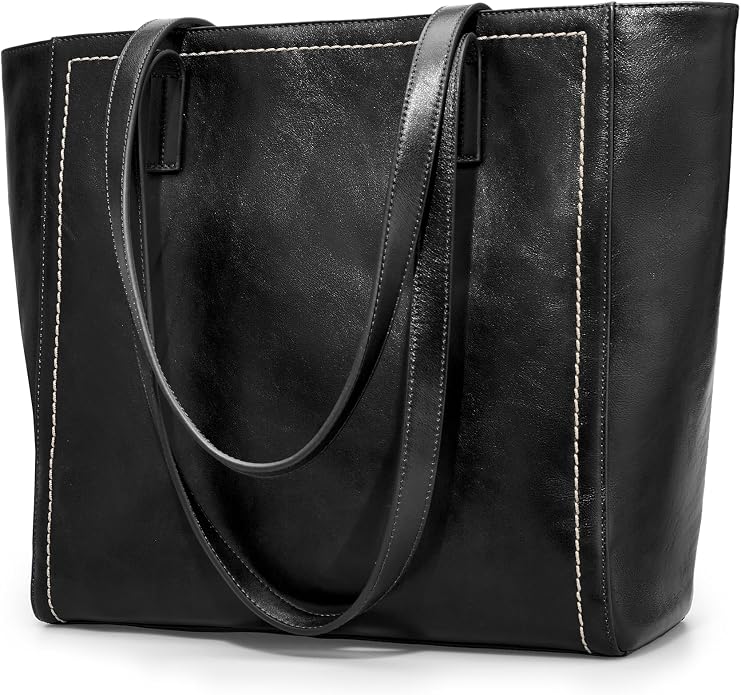 befen Vintage Genuine Leather Work Tote Bag for Women Large Tote Bag with Zipper Leather Purse and Handbags with Compartment by befen-