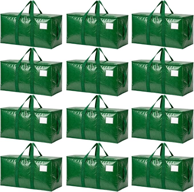 Songrey Heavy Duty Moving Bags, 12 Pack Large Storage Bags with Zipper & Handles, Waterproof Totes Bags for Clothes Packing, Moving, College Supplies, Home Organization by Unknown