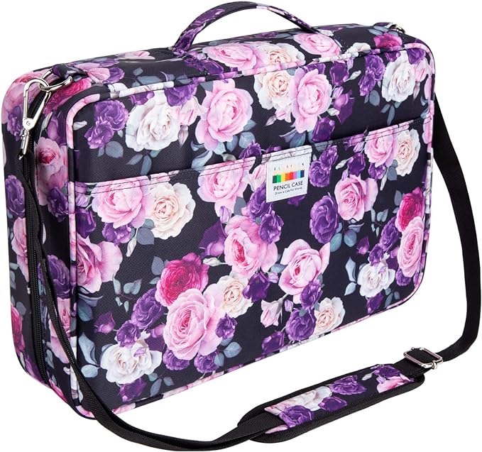 YOUSHARES 480 Slots Colored Pencil Case - Big Capacity Pen Case Organizer with Multilayer Holder large Colored Pencil Case (Purple Pink Rose) by YOUSHARES