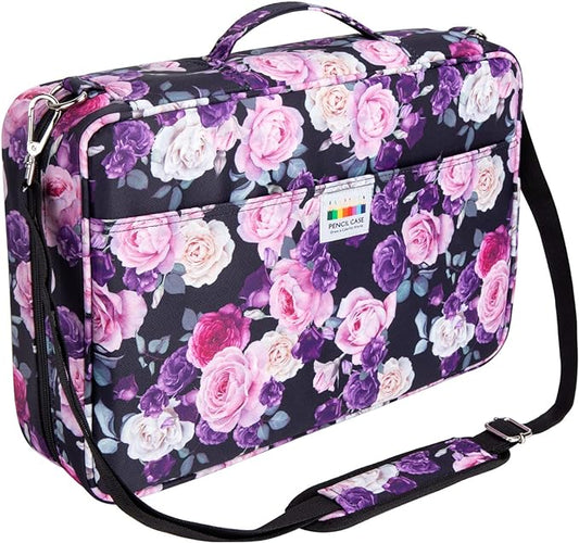 YOUSHARES 480 Slots Colored Pencil Case - Big Capacity Pen Case Organizer with Multilayer Holder large Colored Pencil Case (Purple Pink Rose) by YOUSHARES