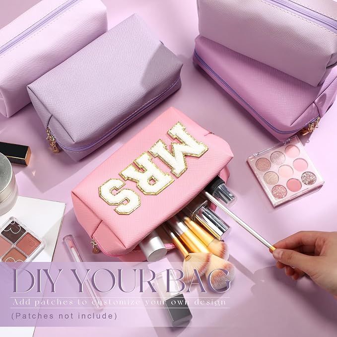 Kigeli Aesthetic Makeup Bags PU Leather Cosmetic Pouches Waterproof Plain Toiletry Bags Makeup Pouches Bulk for Women Party Gift Travel Storage Organizer(Purple Series,7.1 x 2.8 x 4.3 in) - Image 3