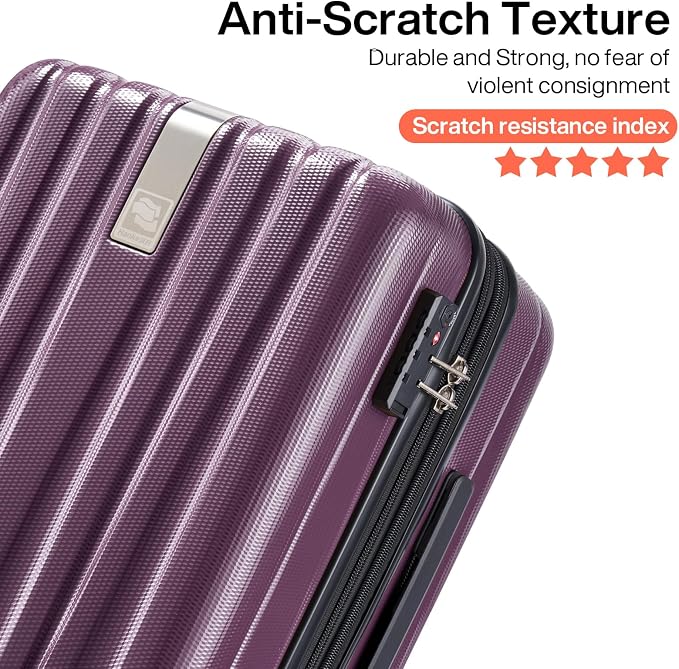 Hanke Luggage Sets 3 piece Carry On Luggage with Wheels PC Hard Shell Suitcases Lightweight Checked Tsa Luggage Extra Large Travel Suitcase Woman Men 20/24/29 Inch （Purple） - Image 6