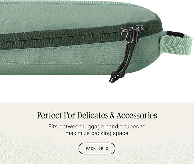 Eagle Creek Pack-It Reveal Slim Cube M/M/M Set - Minimalist Compact Travel Organizer for Hair Styling Tools, Belts & Small Items - Travel Accessories - Willow Green - Image 3