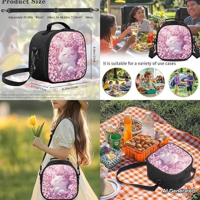 Cat Backpack for School Girls Cute Pink Backpack and Lunch Box for Girls School Bag Set 4-in-1, Lightweight 17" Kids Bookbag Ages 8-10 10-12 Teens Daypack Purse - Image 5