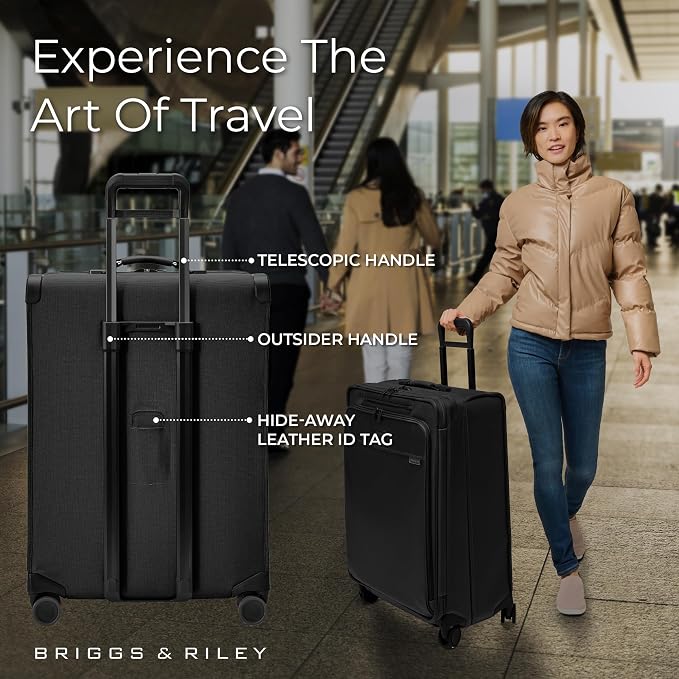 Briggs & Riley 29" Large Expandable Spinner - Checked Luggage for Travel, Suitcases with Wheels, Softside Rolling Bag for Men & Women, Self-Repairing Zipper - Baseline Collection, Black - Image 7