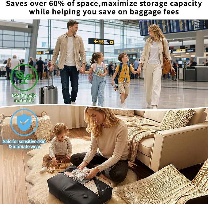 Upgraded Vacuum Bag for Travel, Professional IPX8 Waterproof Reusable Vacuum Compression Bags for Travel Suitcases, Durable Space Saver Bag - Image 7