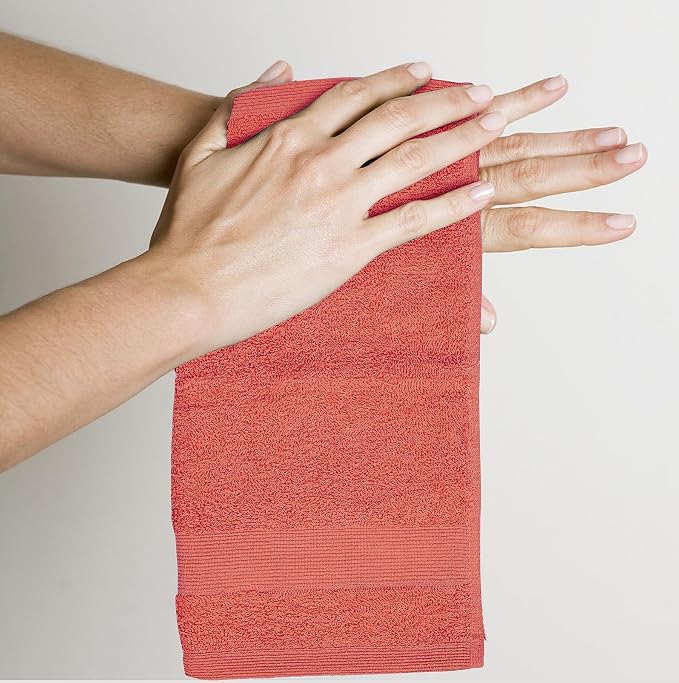 100% Cotton Washcloths 24 Pack (12x12 Inches) Soft, Highly Absorbent Washcloth, Face Towels, Wash Cloths for Face, Ring Spun, Bulk Pack (Coral) - Image 4