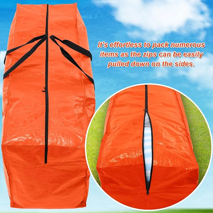 Windyun 4 Pack 57 Gallon Extra Large Moving Bags XXL Heavy Duty Storage Bag with Strong Zipper Handle Jumbo Big Tote Box Foldable for College Dorm Travel Clothes Duffle Blanket Pillow(Orange) - Image 4