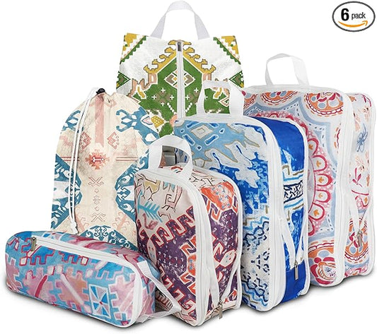 6 Pcs Compression Packing Cubes, Packing Cubes for Travel, Waterproof Luggage Organizer Bags Set, Cute Packaging Cubes for Women Kids Backpack Carry-Ons by Xmzsdz