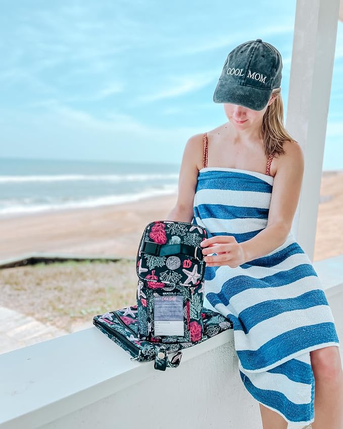 Sarah Wells Cold Gold Breastmilk Cooler with Ice Pack (Ocean) | Fully-Lined Insulated Interior, Fits 4-6 Bottles, Zippered Lid, Great for Workdays, Travel & Pumping Days, Machine Washable - Image 4